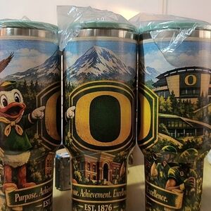 University of Oregon Logo Travel Tumbler - Green & Yellow